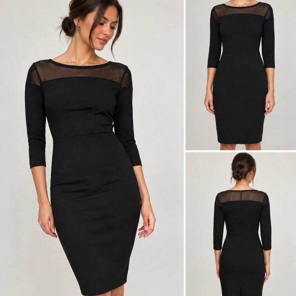 Helmut black mesh panel midi
